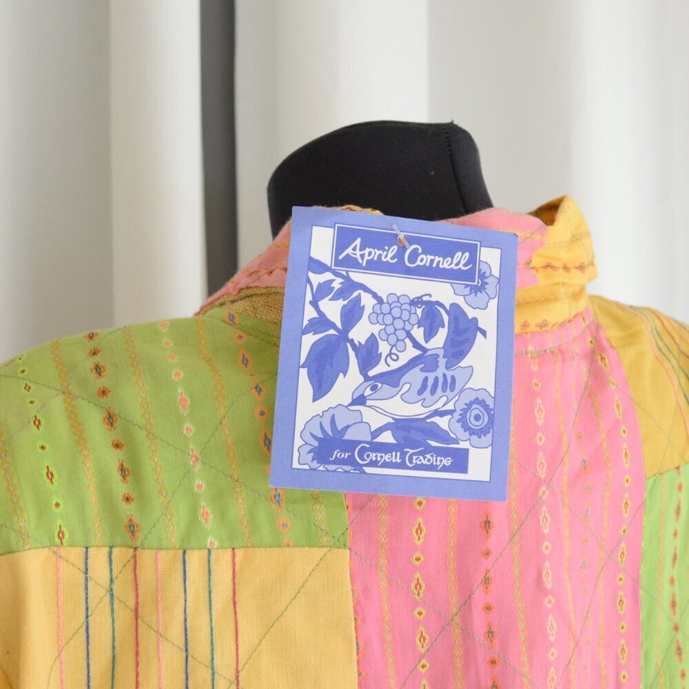 NWT April Cornell Vintage Deadstock Embroidered Patchwork Shirt Sz XL - Picture 9 of 10